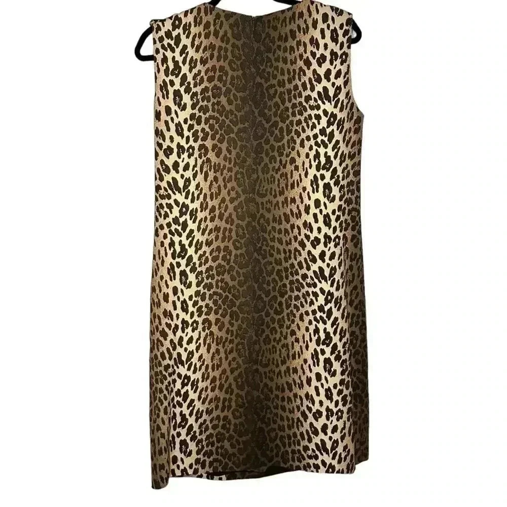 NWT Moschino Leopard Print Bow Wool Sheath Dress Size 8 - Picture 5 of 9